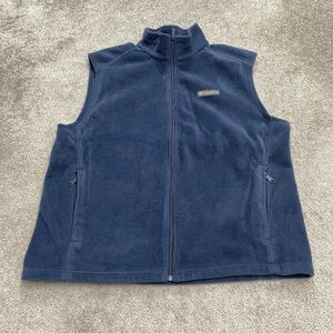 Columbia Steens Mountain Fleece Vest Mens XL Blue Black Full Zip Outdoor Hiking